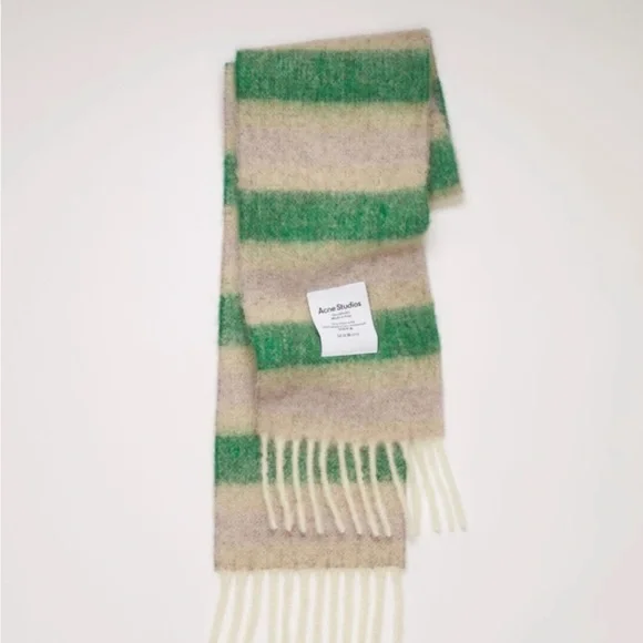 ❌ SOLD ❌ Acne Scarf in Green, Beige and Purple Blend - Picture 2 of 6